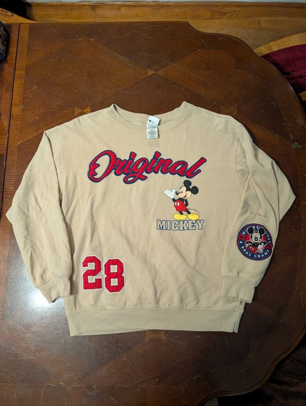 Disney Mickey Mouse Original 28 Tan Crewneck Sweatshirt FREEZE Size Small S 4/6